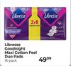 Libresse Goodnight Maxi Cotton Feel Duo Pads (2 + 1 Cheapest Free)-16 Pack