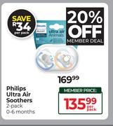 Philips Ultra Air Soothers 2's Pack (0-6 Months)-Per Pack