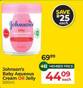 Johnson's Baby Aqueous Cream Or Jelly-500ml Each