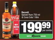 Bacardi Spiced Rum 750ml & Coca Cola 1L-For Both
