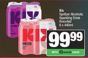Kix Spritzer Alcoholic Sparkling Drink-6 x 400ml