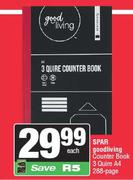 Spar Good Living Counter Book 3 Quire A4 288 Page