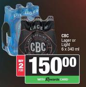 CBC Lager Or Light-For 2 x 6 x 340ml