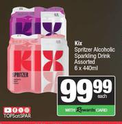 Kix Spritzer Alcoholic Sparkling Drink Assorted-6 x 440ml