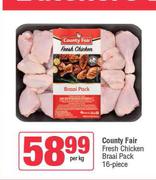 Country Fair Fresh Chicken Braai Pack (16 Piece)-Per kg