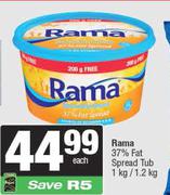 Rama 37% Fat Spread Tub-1kg/1.2kg Each
