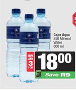 Cape Aqua Still Mineral Water-For Any 3 x 600ml