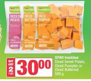 Spar Freshline Diced Sweet Potato, Diced Pumpkin Or Diced Butternut-For Any 2 x 500g