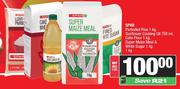 Spar Parboiled Rice 1kg,Sunflower Cooking Oil 750ml,Cake Flour 1kg,Maize Meal & Wht Sugar 1kg-For Al