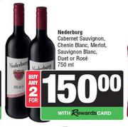 Nederburg Cab Sauv,Chenin Blend,Merlot,Sauvignon Blanc,Duet Or Rose-For 2 x 750ml