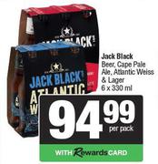 Jack Black Beer, Cape Pale Ale Atlantic Weiss & Lager-6 x 330ml
