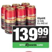 Klipdrift & Cola-6 x 440ml
