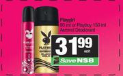 Playgirl 90ml Or Playboy 150ml Aerosol Deodorant