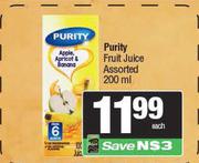 Purity Fruit Juice Assorted-200ml