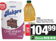 Spar Sunflower Oil 2Ltr And Bakpro Cake Flour 2.5kg-For All