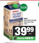 Spar Extra Shelf Life Milk Full Cream Only-2Ltr