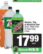 Mirinda, 7Up Or Mountain Dew-2Ltr Each
