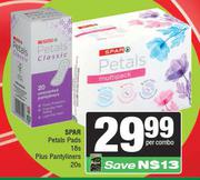 Spar Petals Pads 18s Plus Pantyliners 20s-Per Combo