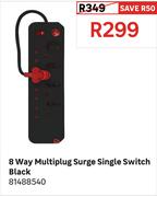 8 Way Multiplug Surge Single Switch (Black) 81488540