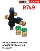Valve & Vaccum Breaker AD400kPa 22mm Pack 81456287