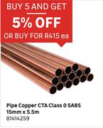Copper Pipe CTA Class 0 SABS 15mm x 5.5m 81414259-Each