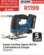 Dexter Cordless Jigsaw 18V Kit 2.5Ah Battery & Charger 81501313