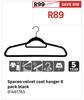 Spaceo Velvet Coat Hanger 8 Pack Black 81461765