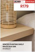 Spaceo Floating Shelf Oak 60 x 23.5cm 81499227