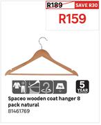 Spaceo Wooden Coat Hanger 8 Pack Natural 81461769