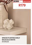 Spaceo Floating Shelf White 60 x 23.5cm 81499226