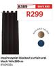 Inspire Eyelet Blockout Curtain Arel Black 140 x 280cm 81495064