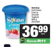 Danone Nutriday Full Cream Fruit Or Smooth Yoghurt Assorted-900g