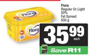 Flora Regular Or Light 50% Fat Spread-500g