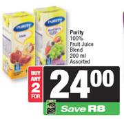 Purity 100% Fruit Juice Blend Assorted-For 2 x 200ml