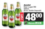 Amstel Beer Lager RB-For 3 x 660ml