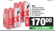 Kix Spritzer Rose Sparkling Drink Raspberry Peach Flavour-For 2 x 6 x 330ml