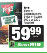 Fry's Burgers, Smash Burgers, Strips Or Sizzlers 300g Or 320g Assorted-Each