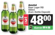 Amstel Beer Lager RB (Excl Bottle Deposit)-For 3 x 660ml