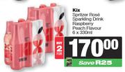 Kix Spritzer Rose Sparkling Drink Raspberry Peach Flavour-For 2 x 6 x 330ml