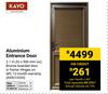 Kayo Aluminium Entrance Door 2.1m(h) X 900mm(w) 850010320 