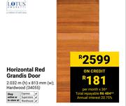 Lotus Horizontal Red Grandis Door 2.032m(h) X 813mm(w) 34055