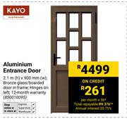 Kayo Aluminium Entrance Door 2.1m(h) X 900mm(w) 850010095
