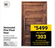 Horizontal Pine Pivot Door 2.1m X 1.2m 653663