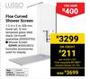 Lusso Floe Curved Shower Screen 1.2m X 2m 850024765