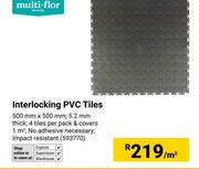 Multi-Flor Interlocking PVC Tiles 500mm X 500mm 593770-Per m²