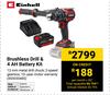 Einhell Brushless Drill & 4AH Battery Kit 850030485