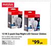 Eurolux 12W 2-Pack Day/Night LED Sensor Globes 850040608, 850040636-Per Pack 