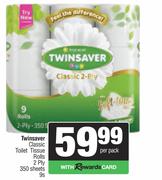 Twinsaver Classic Toilet Tissue Rolls 2 Ply 350 Sheets-9s Per Pack