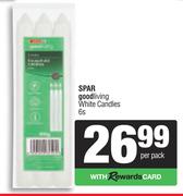 Spar Good Living White Candles-6s Per Pack