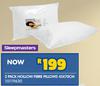 Sleepmasters 2 Pack Hollow Fibre Pillows 45 x 70cm